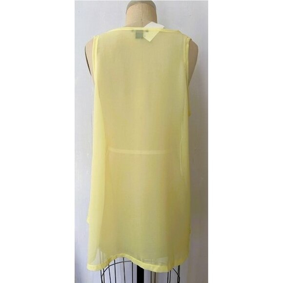 H&M YELLOW MIXED MEDIA CHIFFON TANK TOP L NWT - Picture 3 of 7